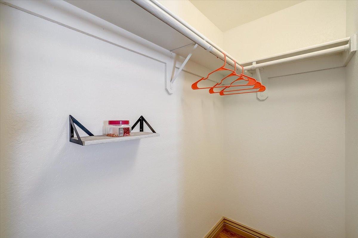 Closet with shelf and hangers
